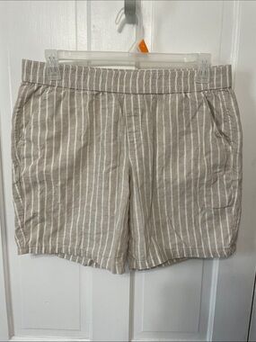 Sonoma Beige and White Striped Linen/Cotton Shorts